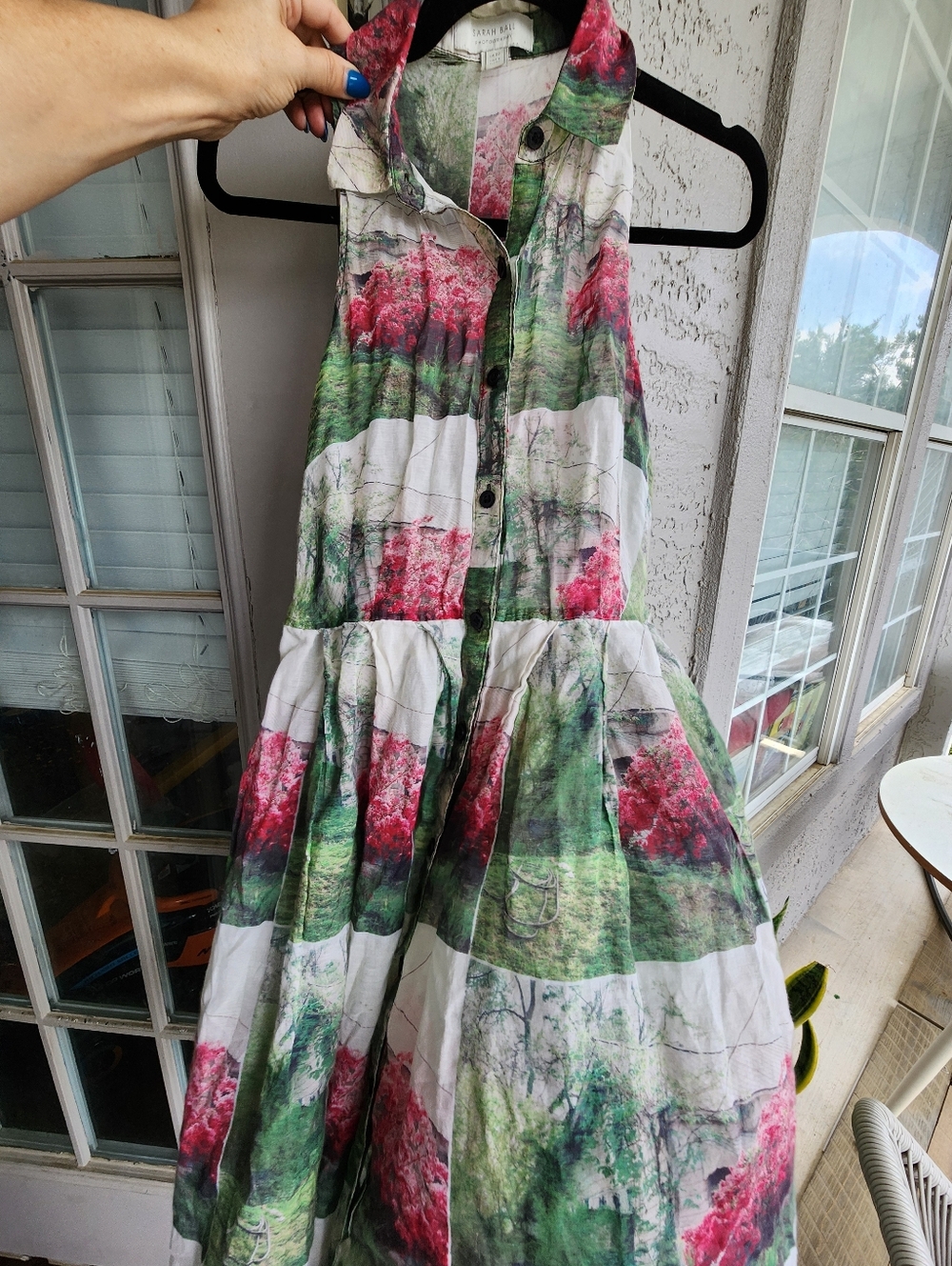 Anthropologie Sarah Ball Photography Floral Collared Sundress - Pink & Green B12